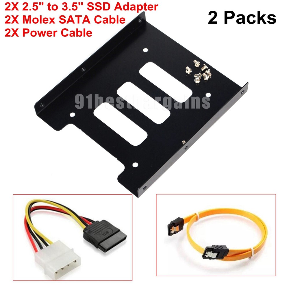 2pcs 2.5" SSD HDD to 3.5" Mounting Adapter Bracket Tray Dock for PC SSD Holder