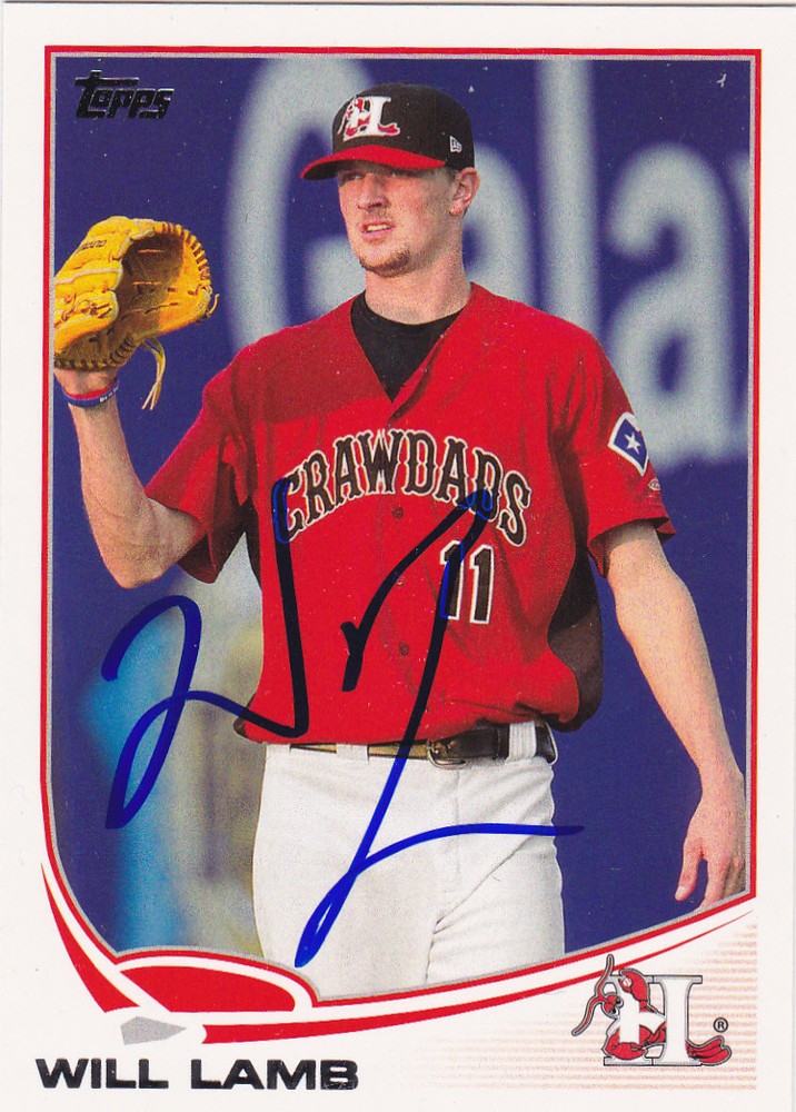 WILL LAMB HICKORY CRAWDADS SIGNED 2013 TOPPS PRO DEBUT BASEBALL CARD CLEMSON