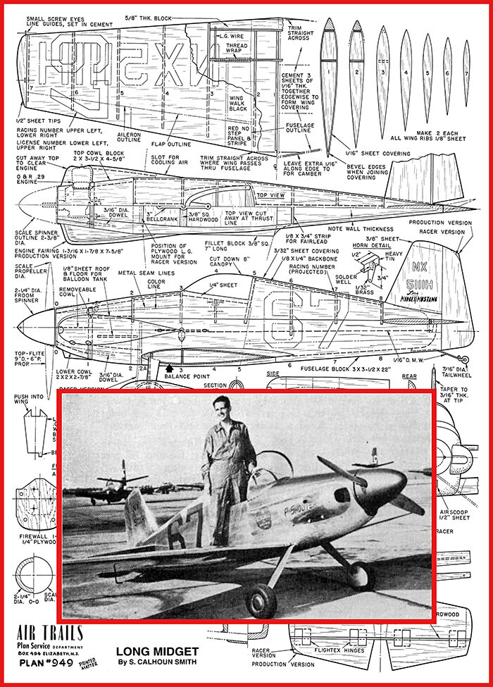 Model Airplane Plans (UC): Long Midget Scale 32" Goodyear Racer .29-.32 Engine