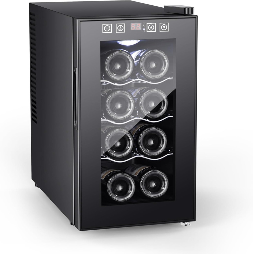 8 Bottle Mini Wine Cooler, Beverage Refrigerator with Fast Cooling Thermoelectri