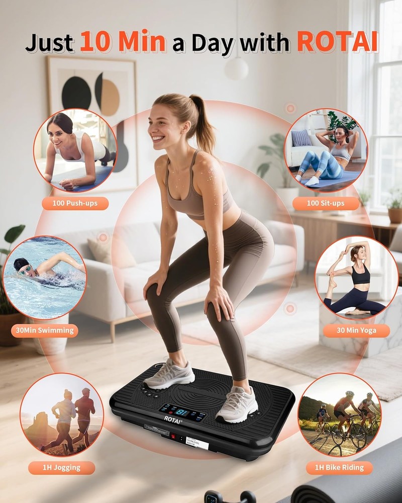 Vibration Plate Exercise Machine, for Lymphatic Bright Black
