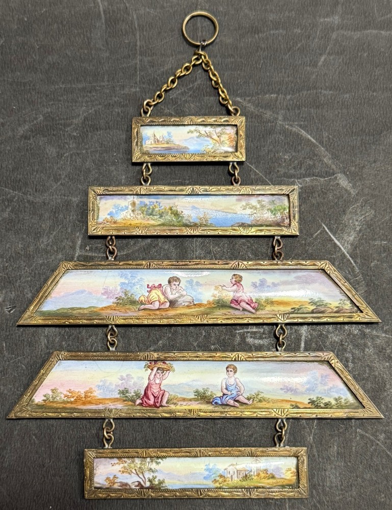 Antique 19C Austrian Enamel 4 Wall Panels
