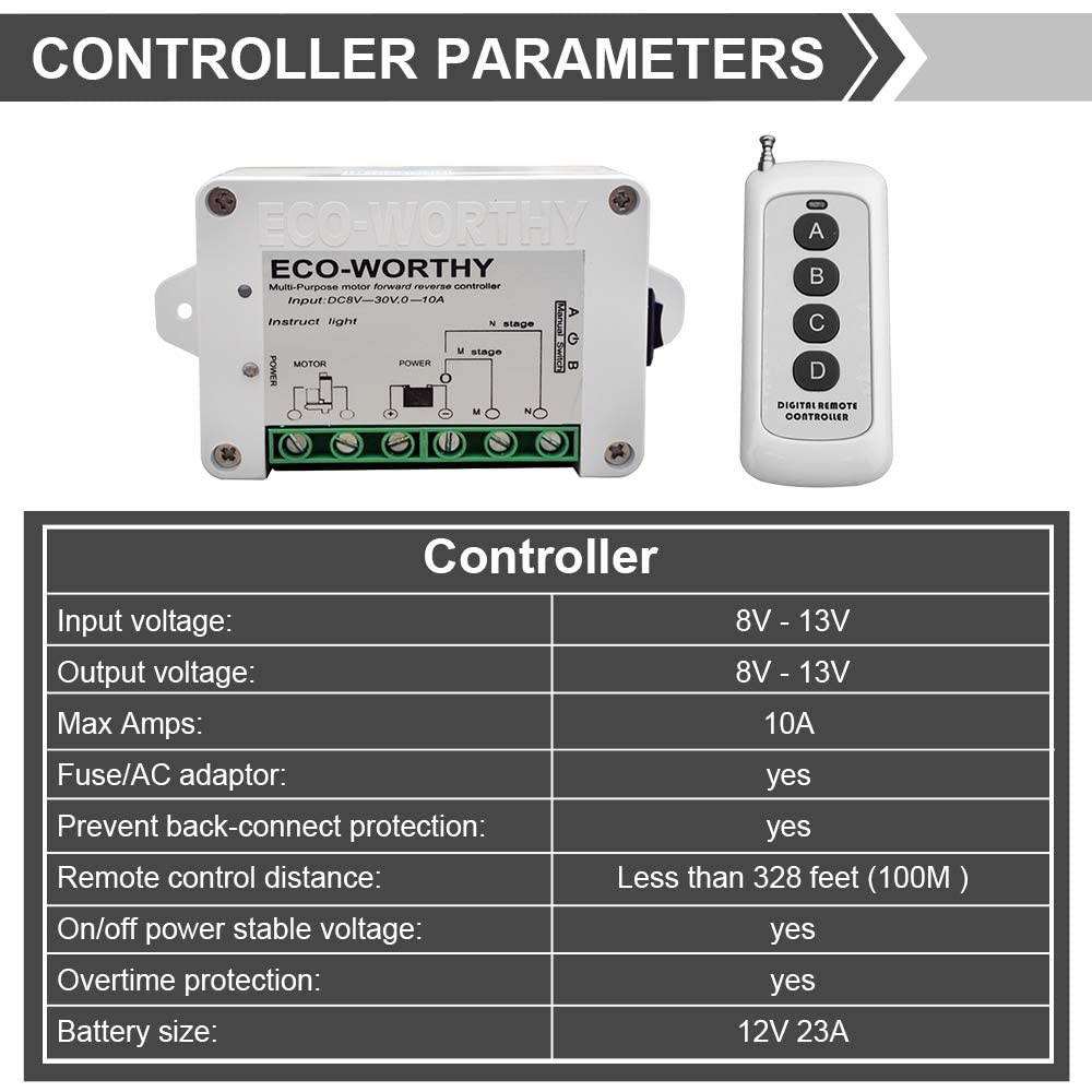 ECO-WORTHY Linear Actuator Motor Controller, Remote Positive Inversion Control K