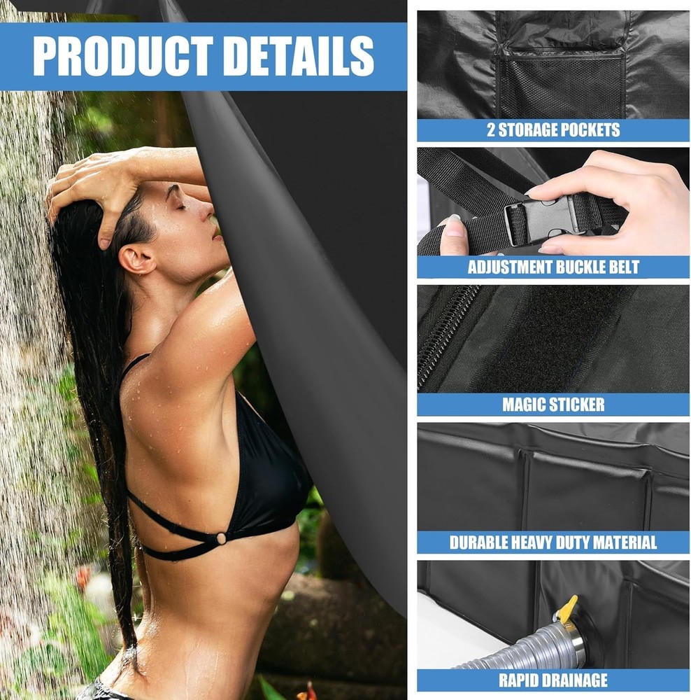 Portable Camping Shower Tent and Foldable Basin Set Waterproof Bath System