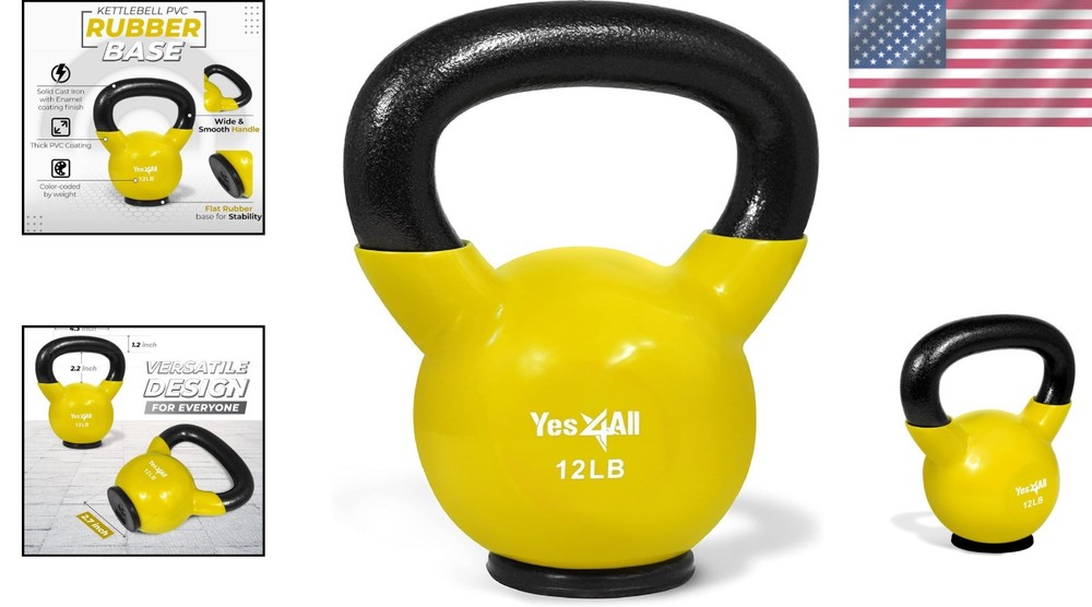 Color-Coded Kettlebell Set - Strength Training Weights 10-65 lbs for Home Gyms