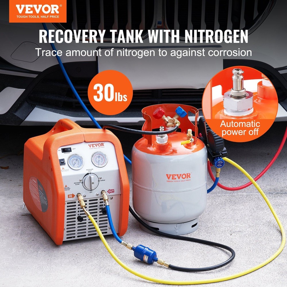 Refrigerant Processing 30lb Tank with Floating Switch Support