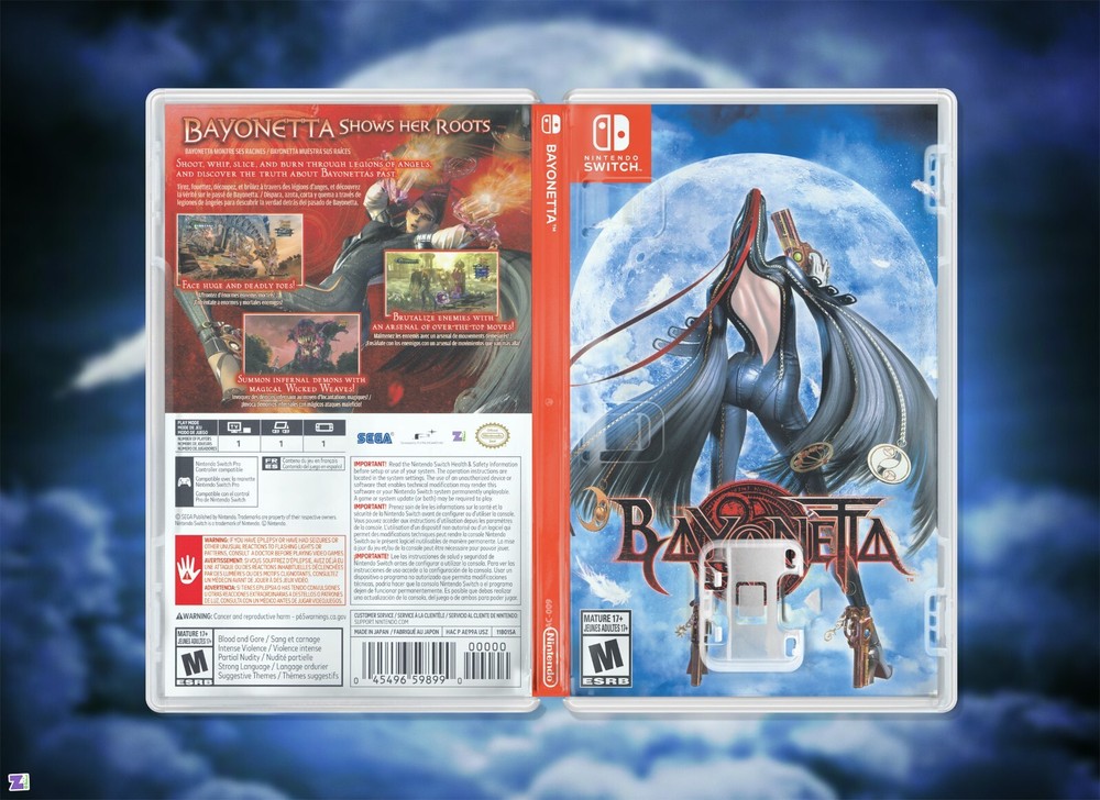 Bayonetta REVERSIBLE COVER ART: Replacement Insert / Case for Nintendo Switch
