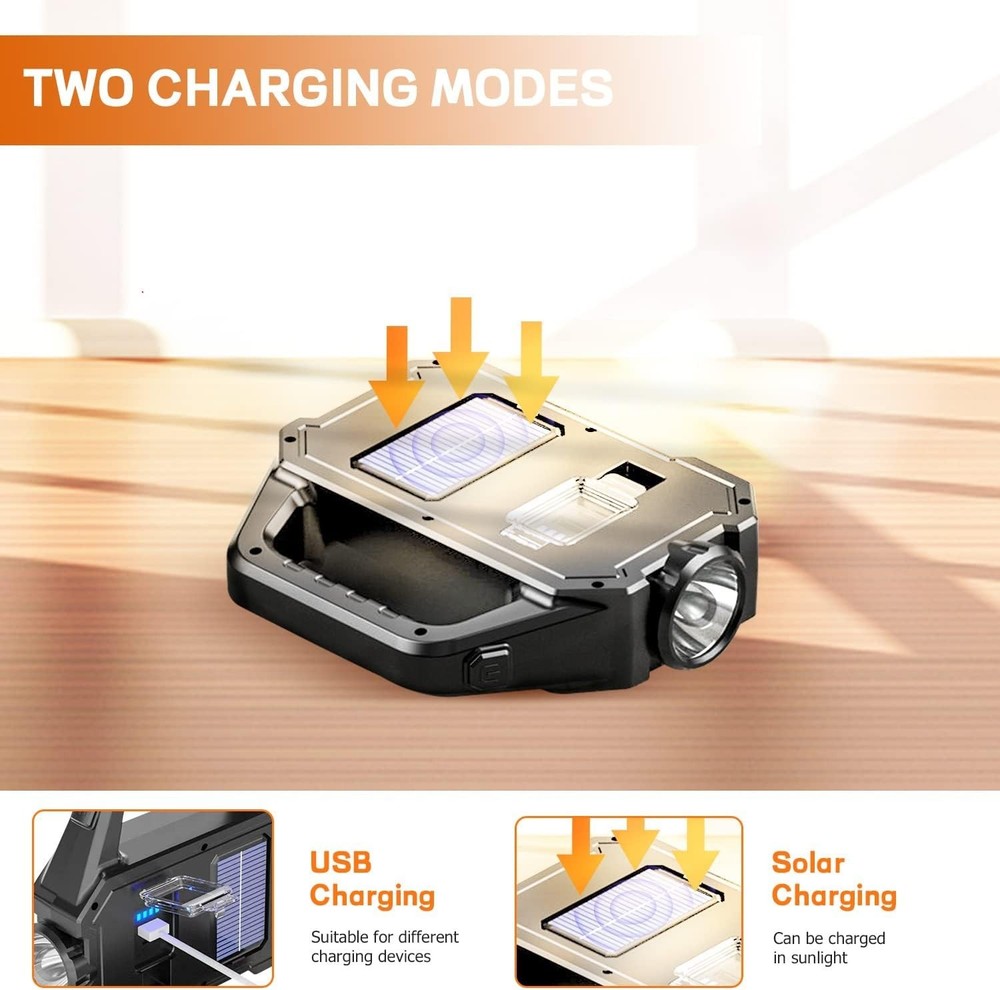 2x Waterproof LED Flashlight 🌟 Solar USB Rechargeable Torch for Camping