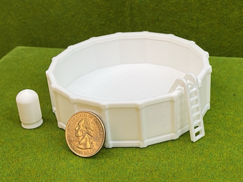 O Scale Swimming Pool Kit – 3D Printed – Ladder & Filter – Train Layout Scenery