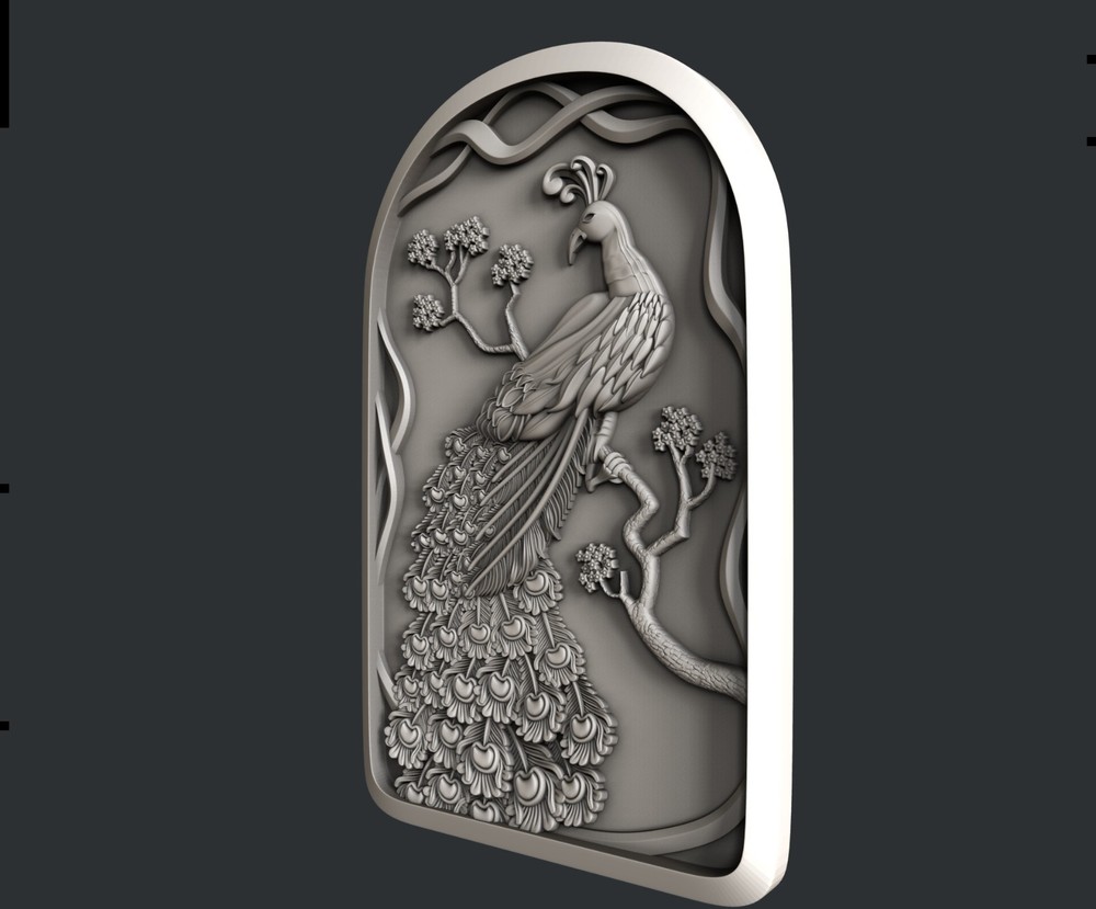 3d STL models for CNC, Artcam, Aspire, relief Peacock