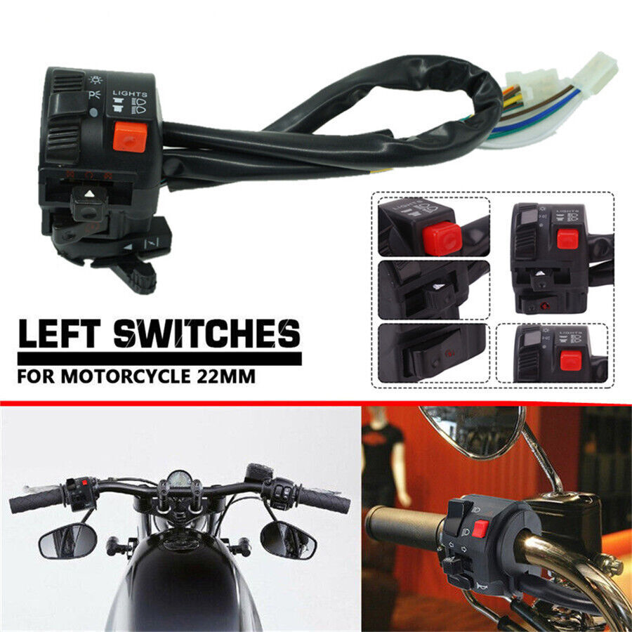 22mm 7/8"Motorcycle Handlebar Start Stop Headlight Hi/Low Throttle ON-Off Switch