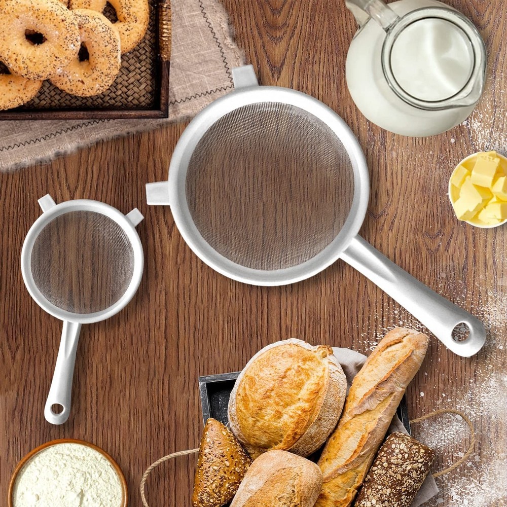 4 Pcs Plastic Nylon Fine Mesh Kefir Strainer Set with Handle, Sieve Fine Mesh...