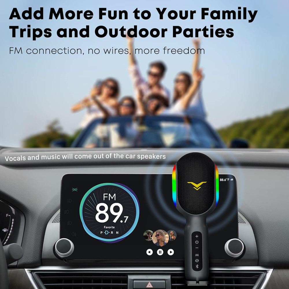 Wireless Bluetooth Karaoke Microphone, 5-In-1 Portable Handheld Mic Speaker with