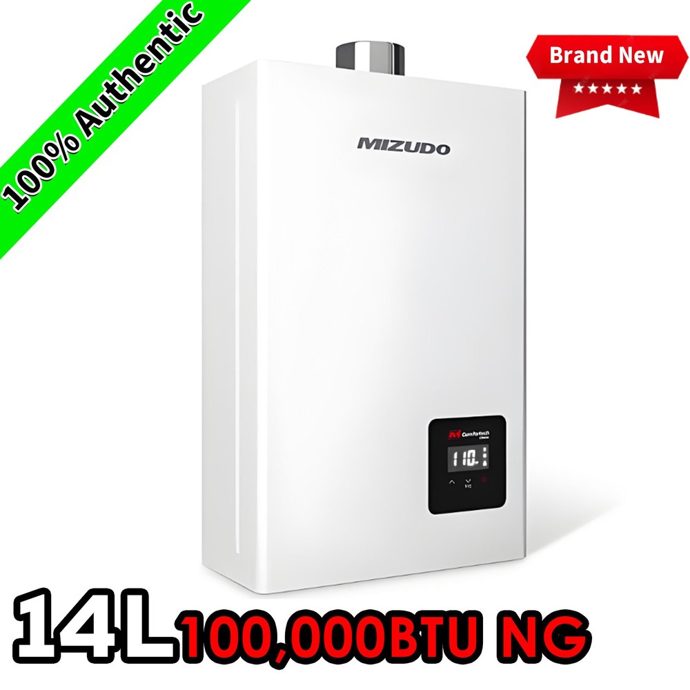 MIZUDO Tankless Water Heater Natural Gas, 4.3GPM 100,000 BTU, Indoor LED Display