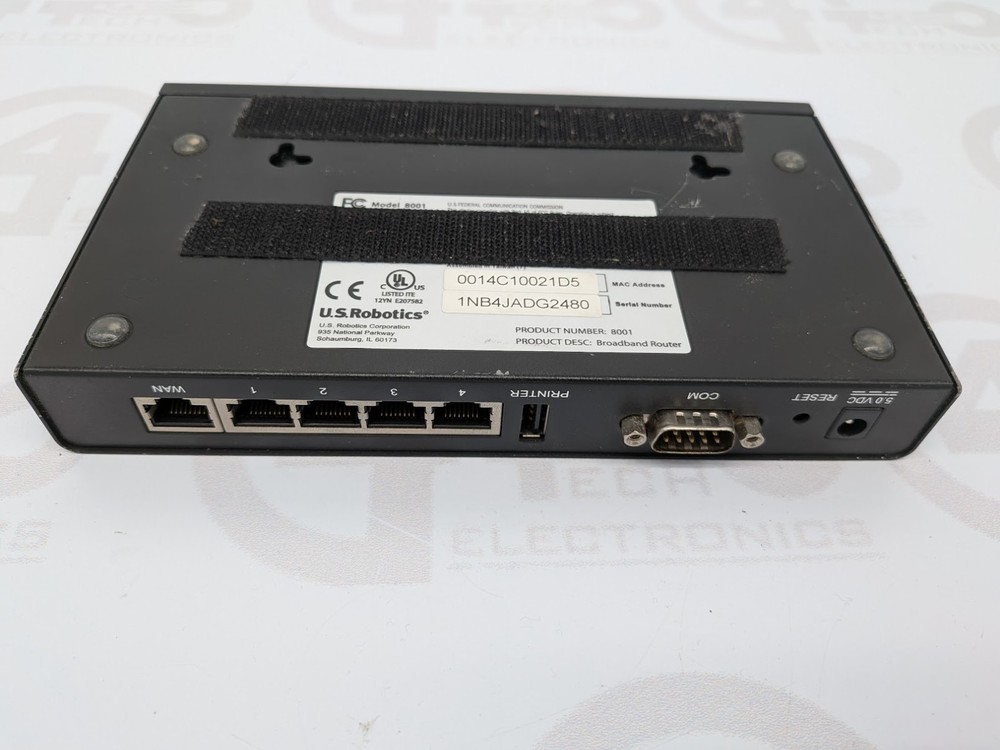 Universal Instruments 49706302 Network Router US Robotics Model 8001 Broadband