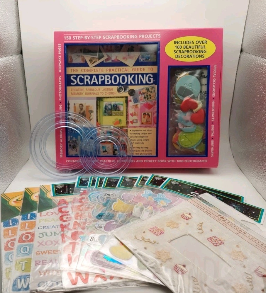 Scrapbooking Lot NEW – 256‑Page Techniques Book - 13 Sticker Sets - Circle Tools