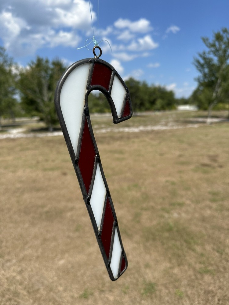 10” Stained Glass Candy Cane Suncatcher