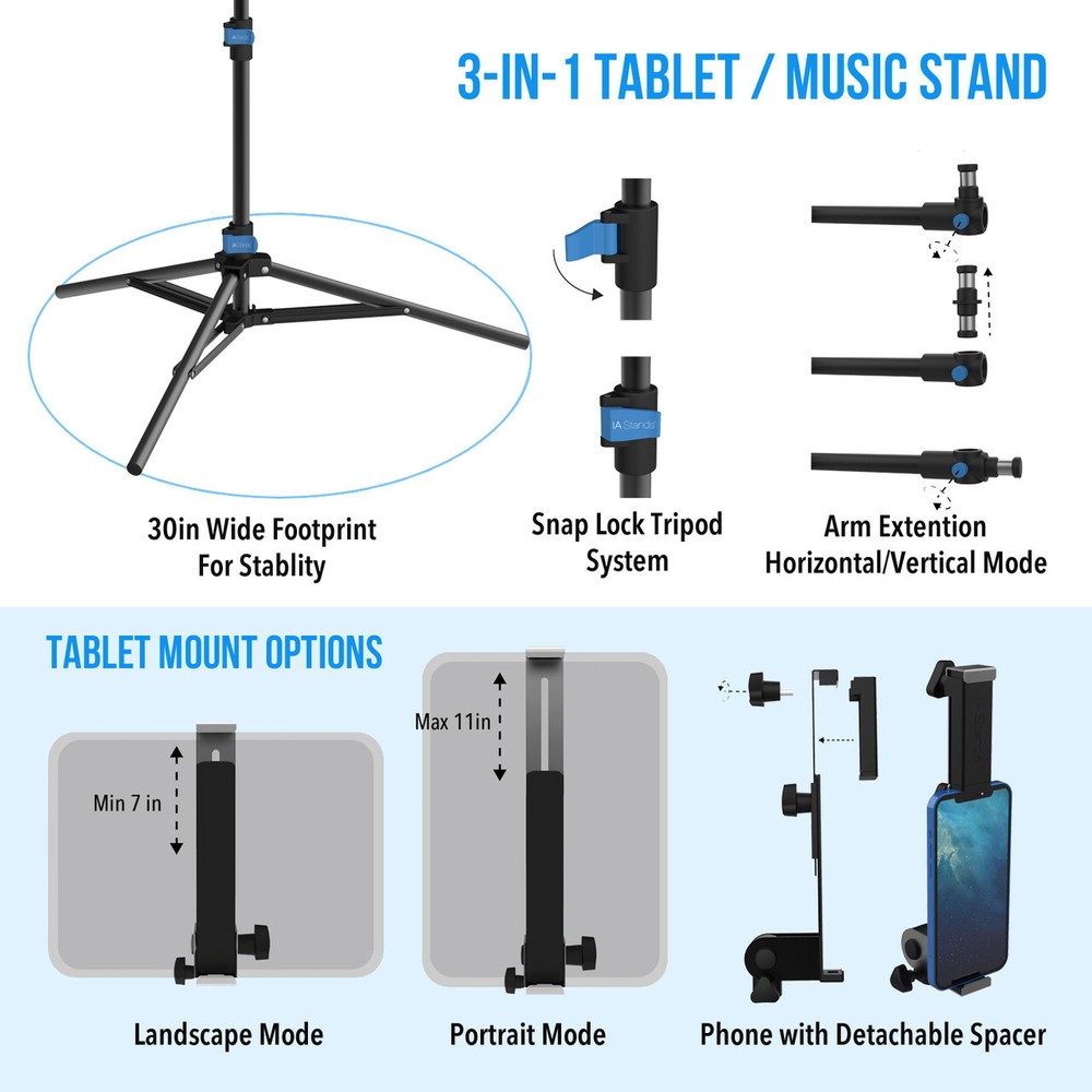 IA Stands ECT1 Folding Music Stand for Sheet Music