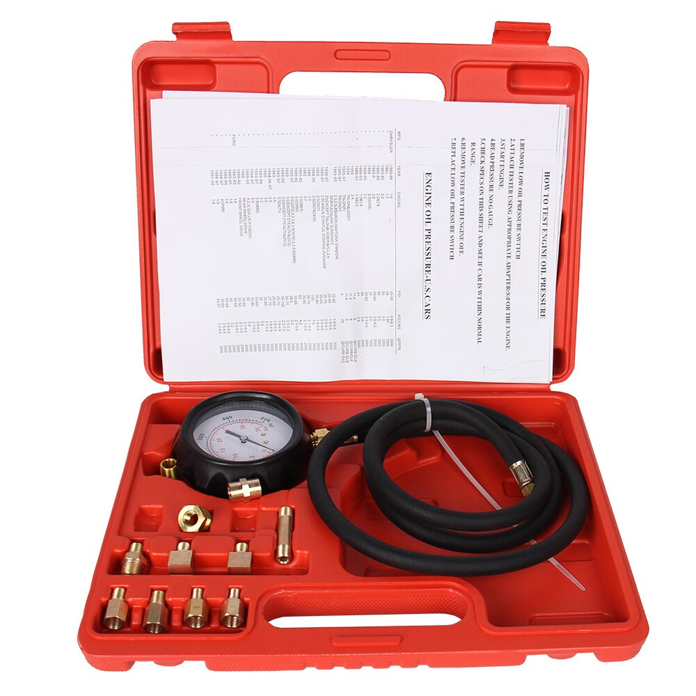 Engine Oil Pressure Tester Gauge Diagnostic Test Dectector Tool Kit US 0-500 PSI