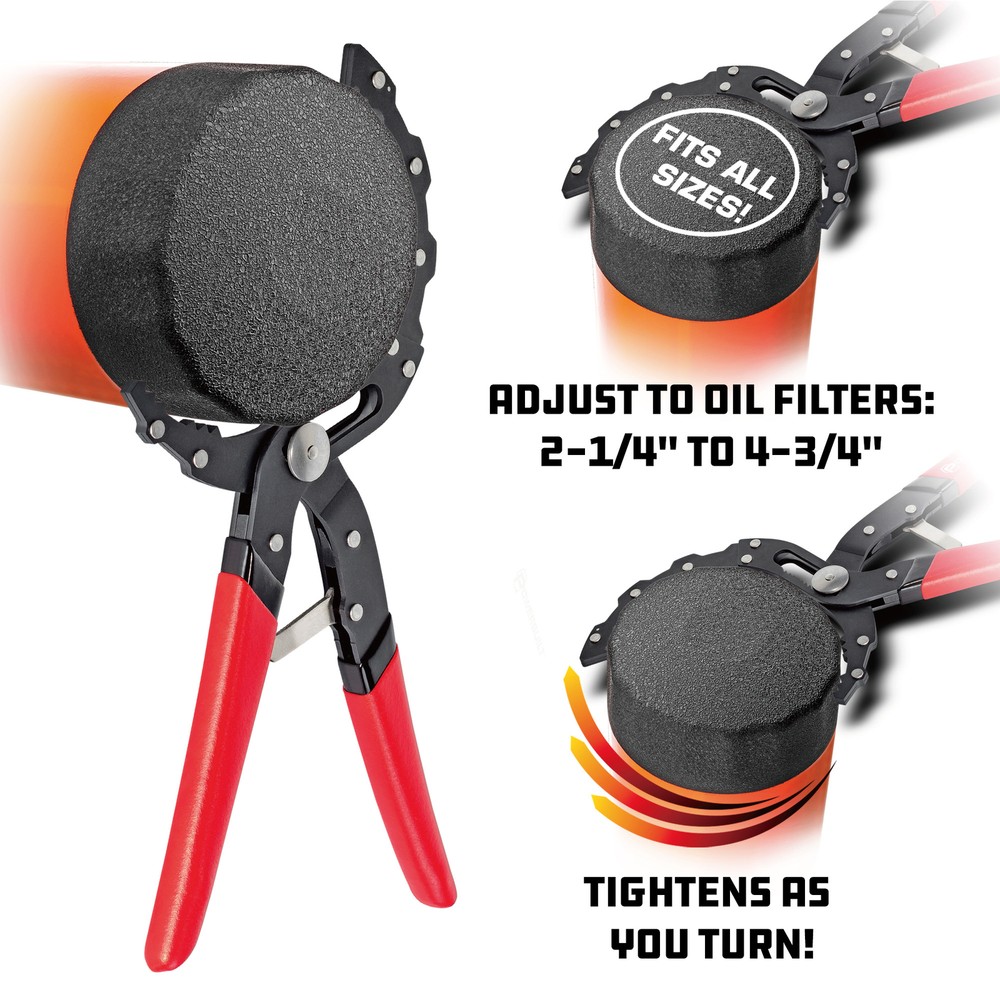 Powerbuilt Self-Adjusting Oil Filter Pliers - 942068