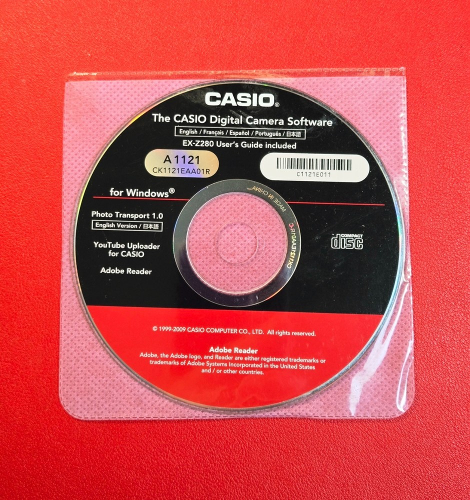 Casio EX-Z280 Digital Camera Software A-1121 C1121E011 Windows Compact Disc NEW