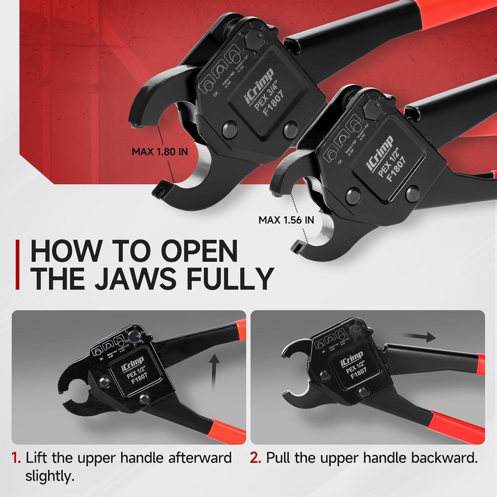 Combo Angle Head PEX Pipe Crimping Tool Kits Used for 1/2" 3/4" Pex Crim