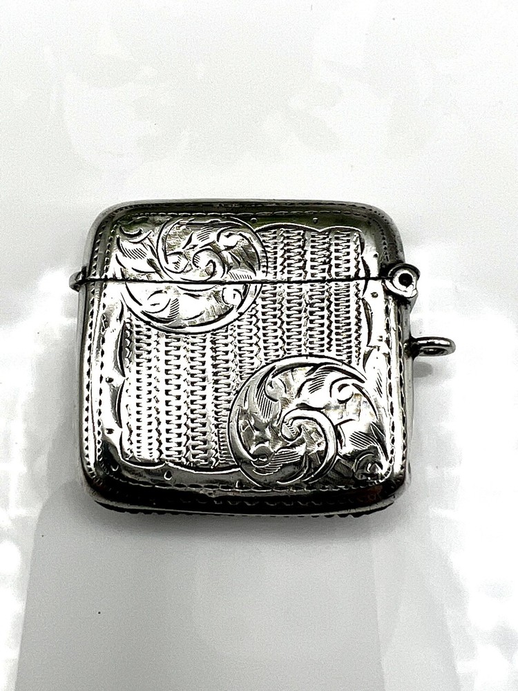 Edwardian Solid Silver Vesta Case Birmingham 1911 W H Haseler