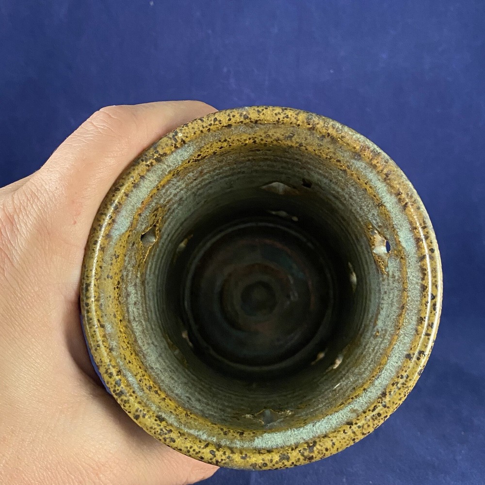 Artist Signed Studio Pottery Candle Holder Shade Votive Puller Tea light