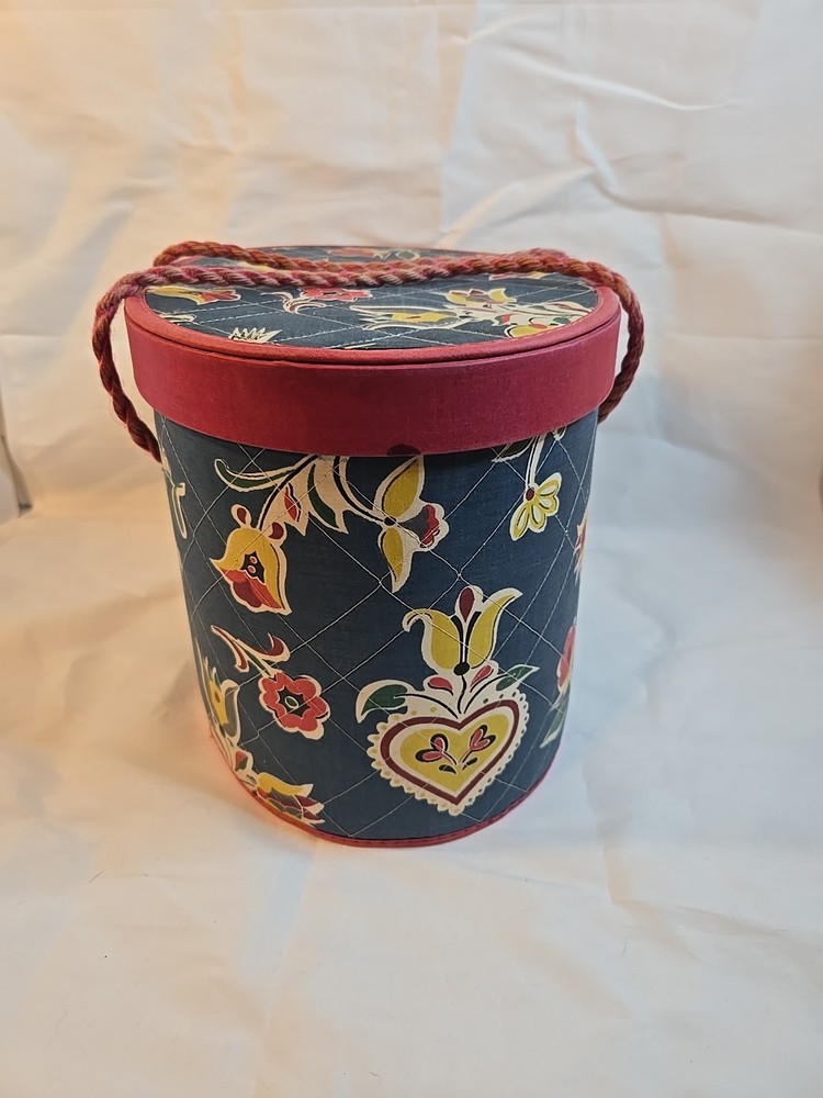 Vintage Quilted Sewing Box With Notions