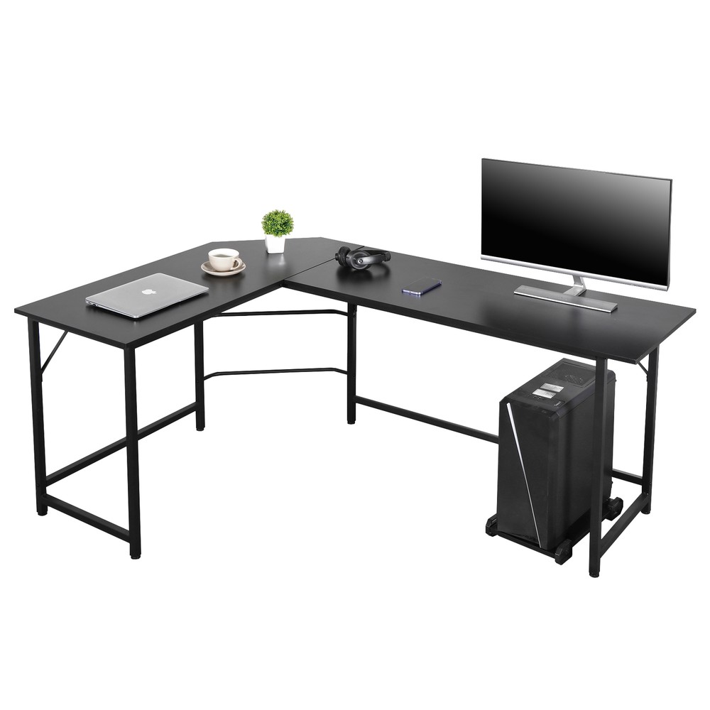 66" L-Shaped Computer Desk Large Workstation Home Office PC Stand Modern
