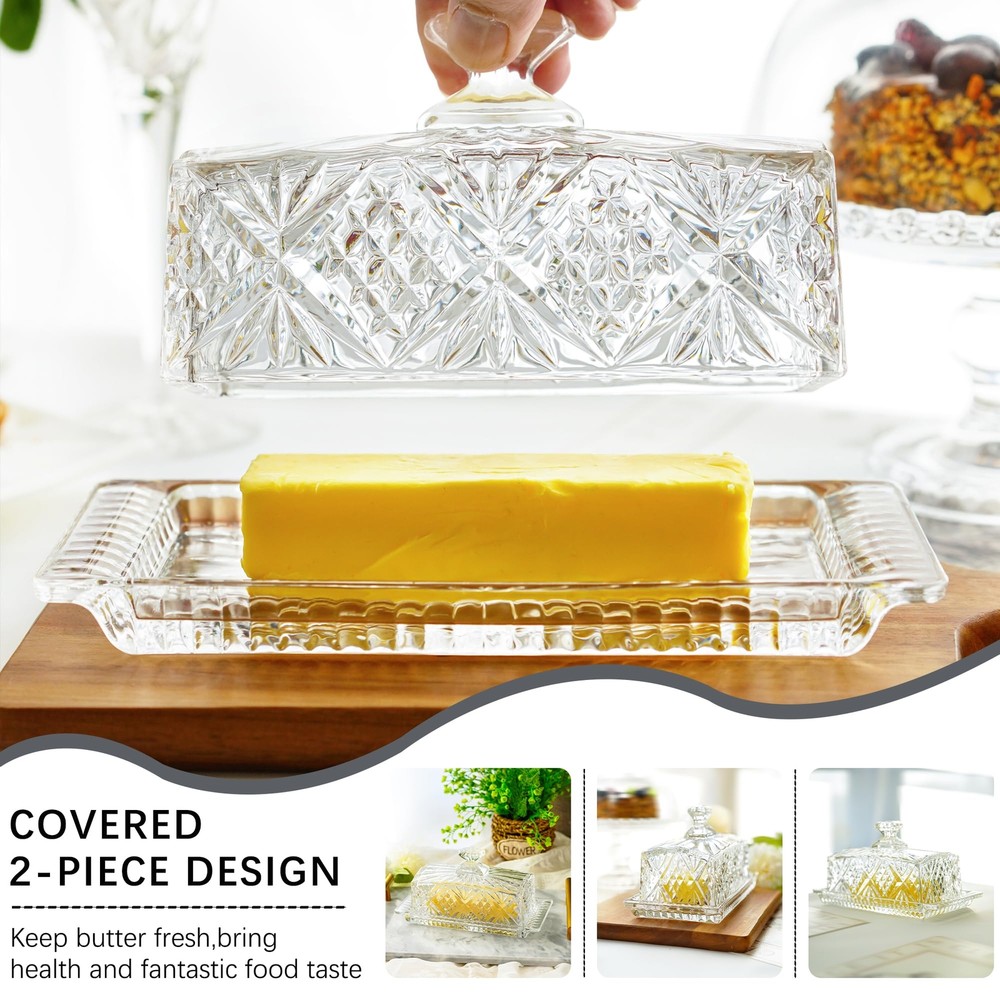 Butter Dish with Lid Dublin Crystal Collection 8 Clear