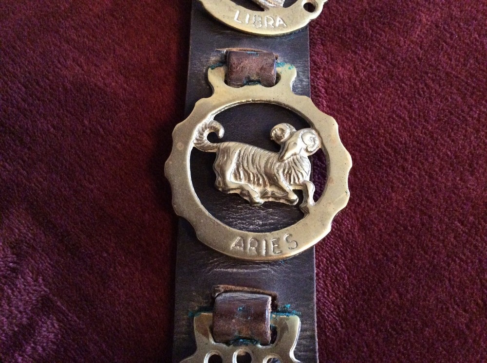 Zodiac Horse Brass On Leather Strap