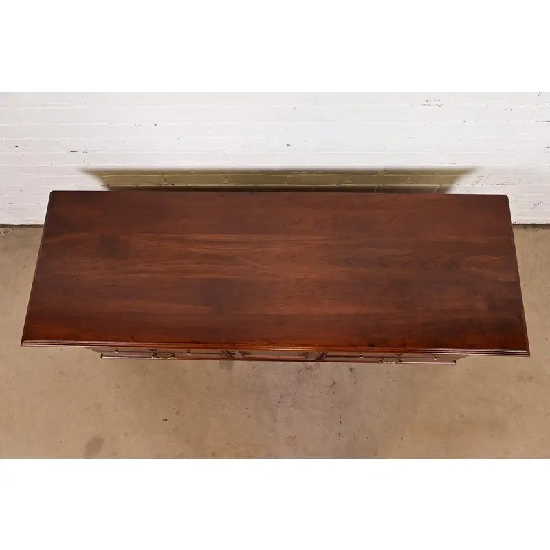 Ethan Allen Georgian Solid Cherry Wood Low Credenza or Sideboard