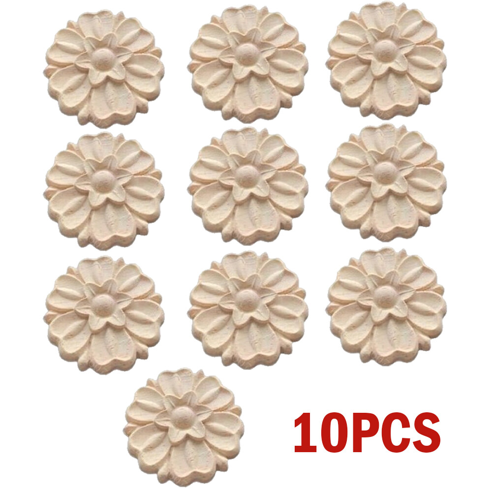 10PCS Hand Carved Solid Hardwood Applique/Onlay Rosette