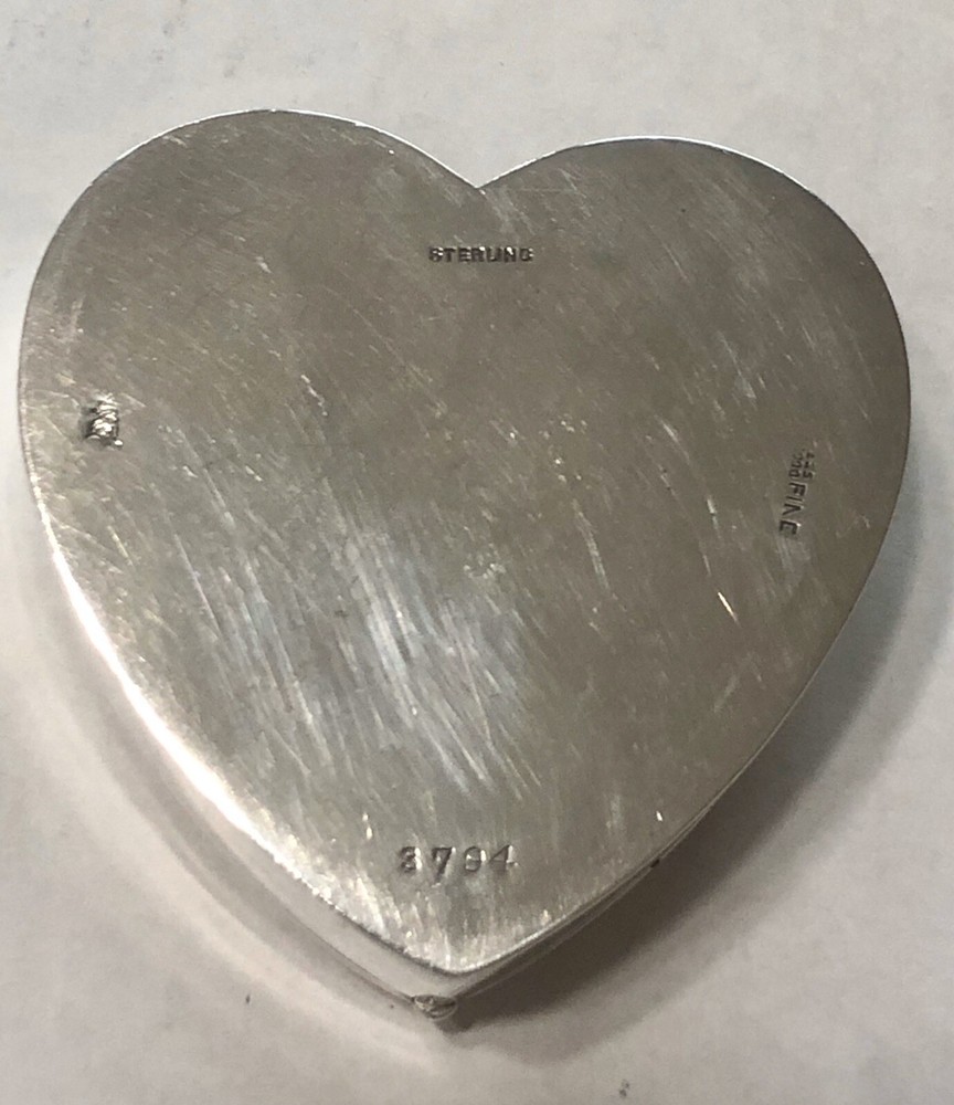 Mauser Sterling Silver Heart Shaped Jewelry Box Dated Dec 25, 1907