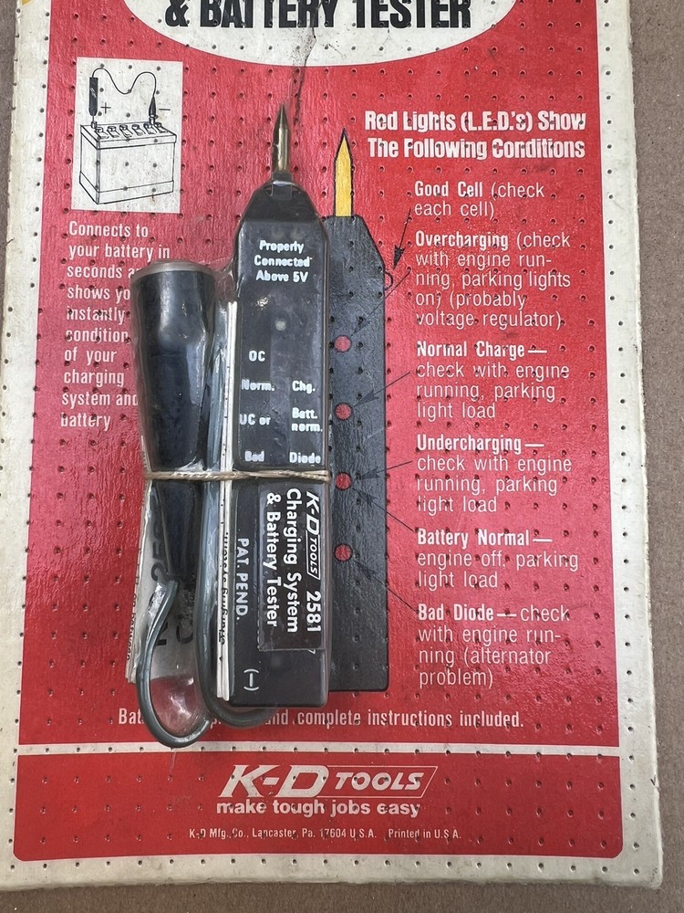 🇺🇸Vintage K-D Tools 2581 Charging System & Battery Tester Original Package🇺🇸
