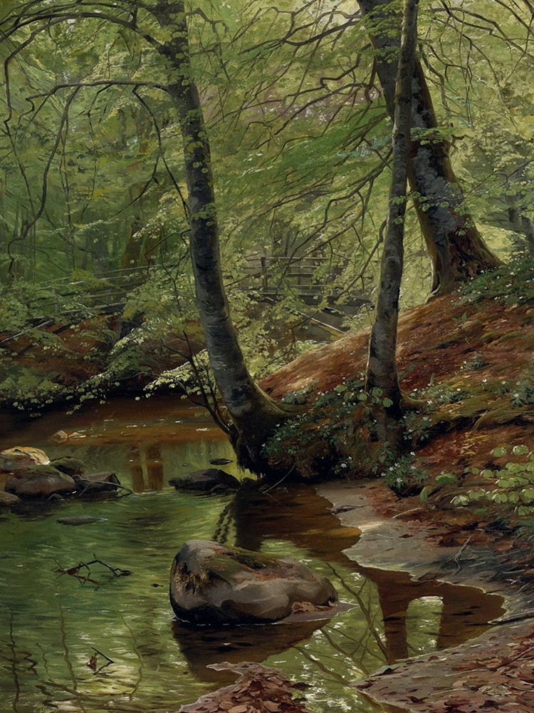FOREST STREAM P. Monsted trees Tile Mural Kitchen Backsplash Art Marble Ceramic