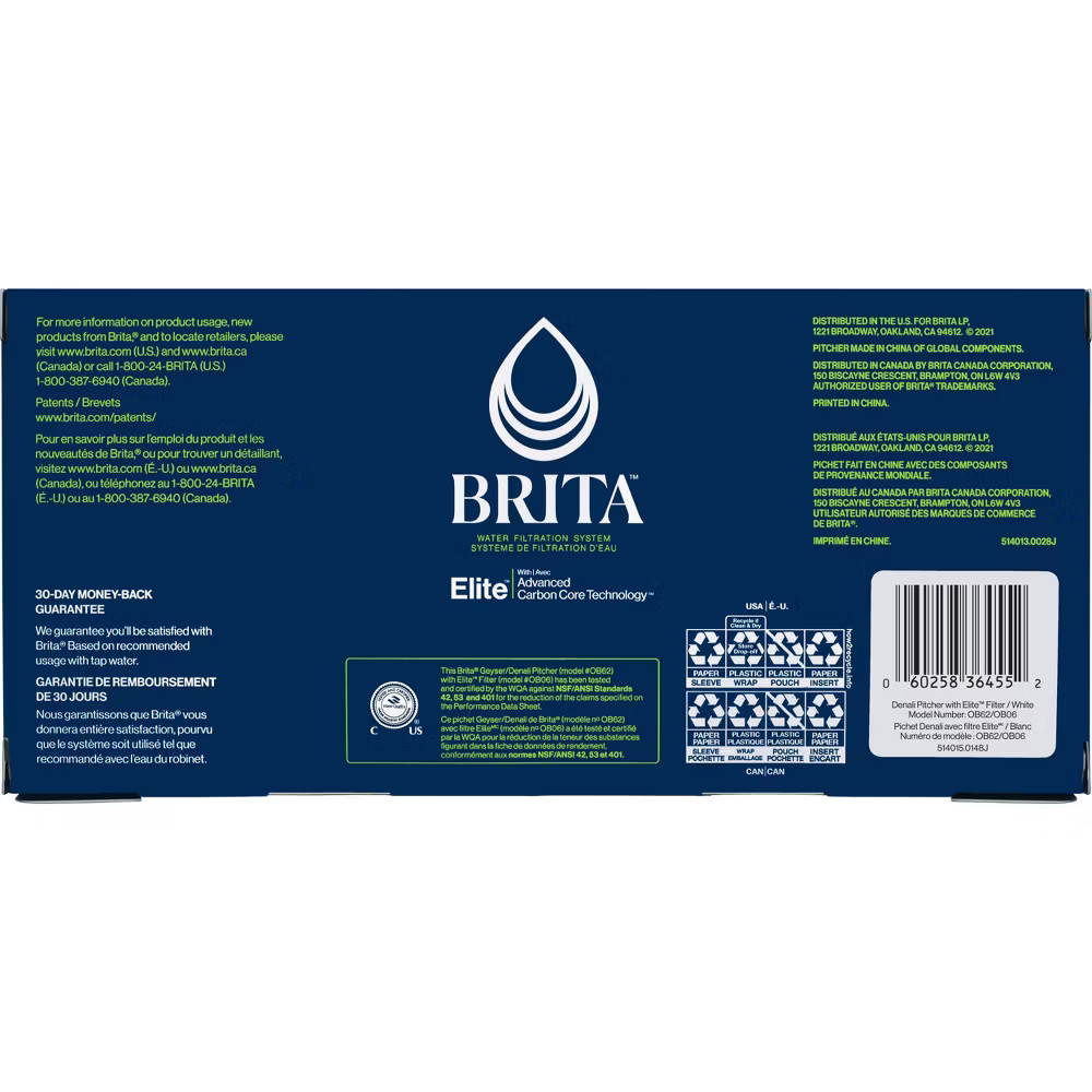 Brita Water Filter Soho Water Pitcher Dispensers with Longlast Water Filter -
