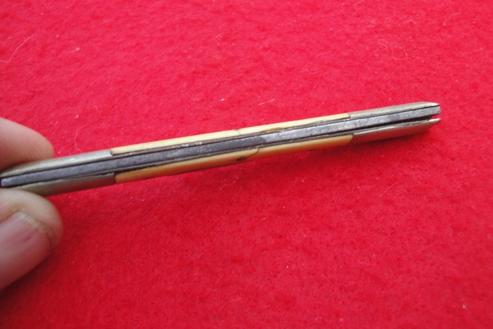 VINTAGE WRAGG & SONS MID 1800'S 2 BLADE TUXEDO KNIFE BONE HANDLE LONG PULL