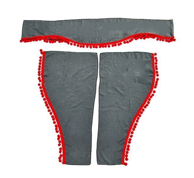 Grey Decorative Curtains with Tassels for Trucks