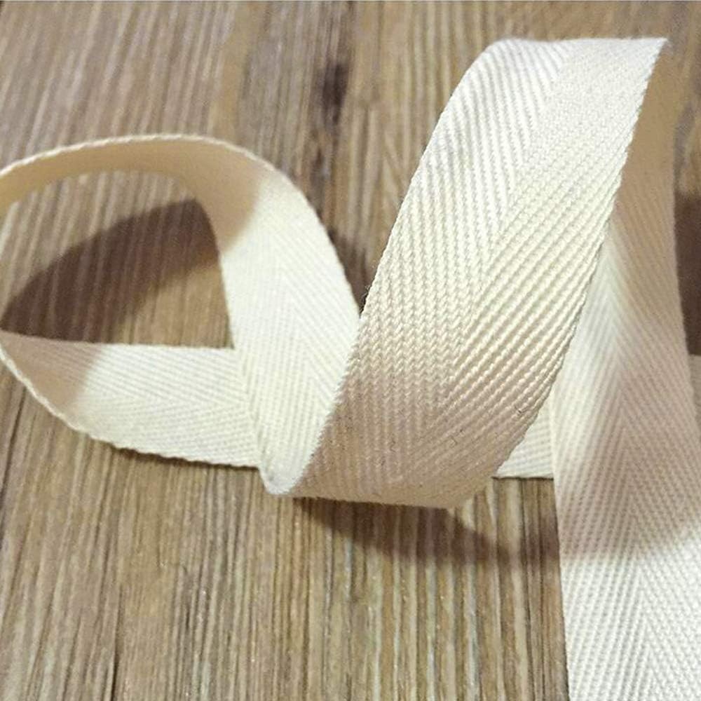 Durable Natural Cotton Double-Fold Herringbone Tape - 55 Yards for DIY Projects
