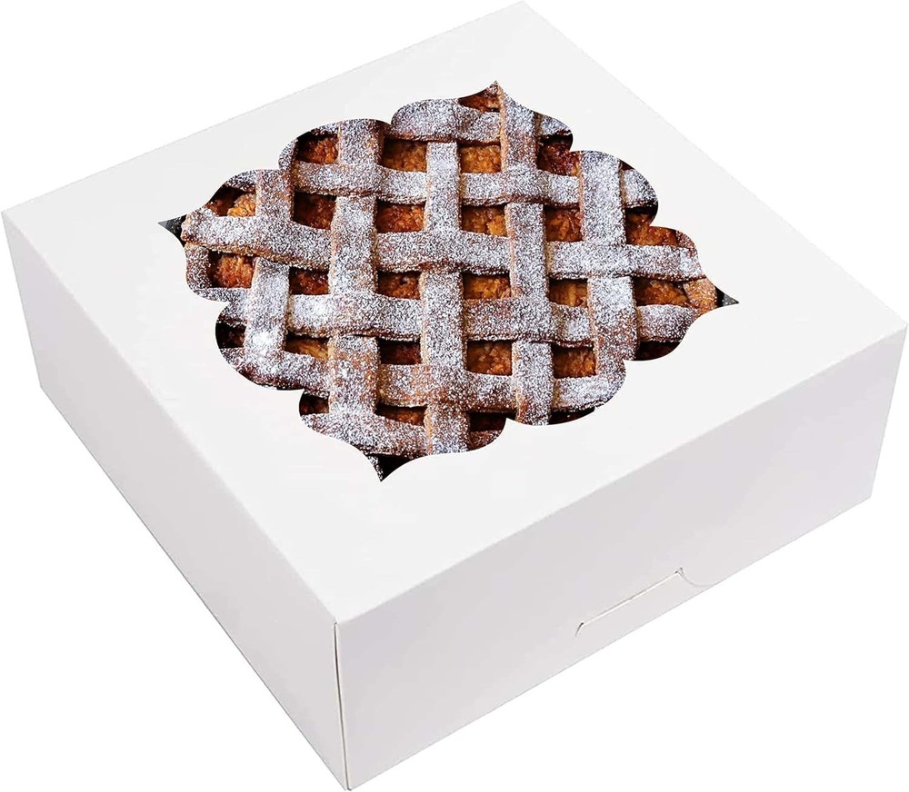 20 Pack Pie Boxes 10x10x3inch Bakery with Window Dessert Pastry White