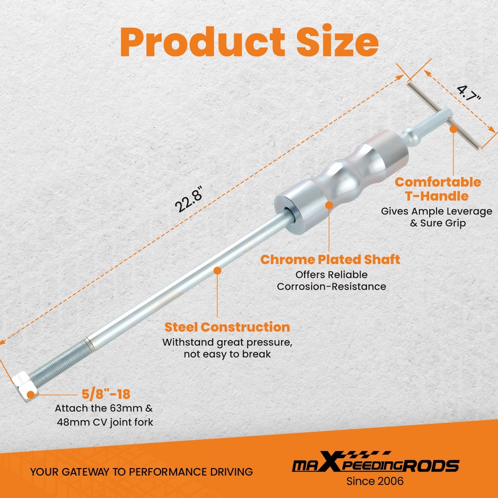 Inner CV Axle Puller Removal Tool Slide Hammer 48&63mm CV Joint Fork Adapter