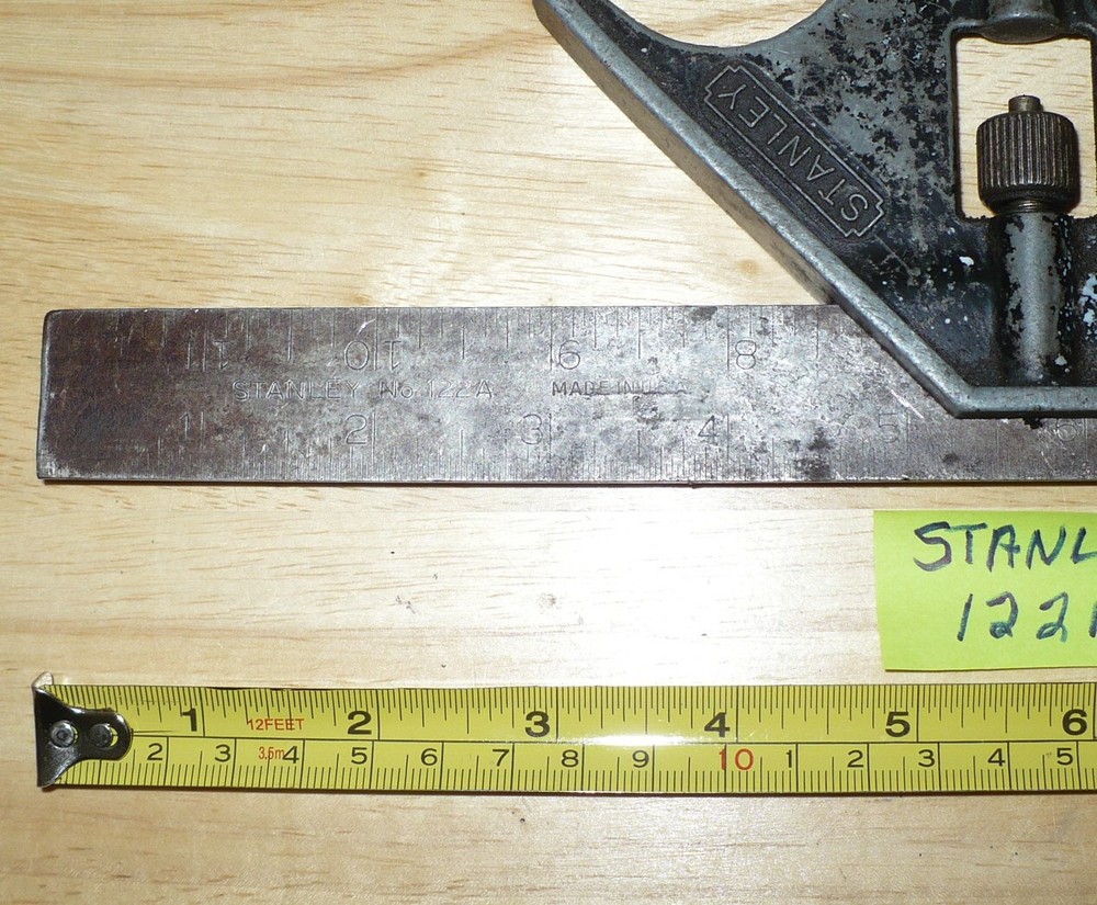 Vintage Stanley 122A Combination Square w/ Bubble Level