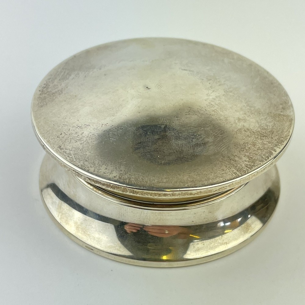 Antique Solid Silver Round Trinket Box Herbert Scott Murdoch 1918 6.8cm