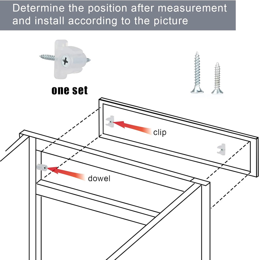 10 Pack False Front Cabinet Clips, with Screws Acrylic False Front Cabinet Drawe