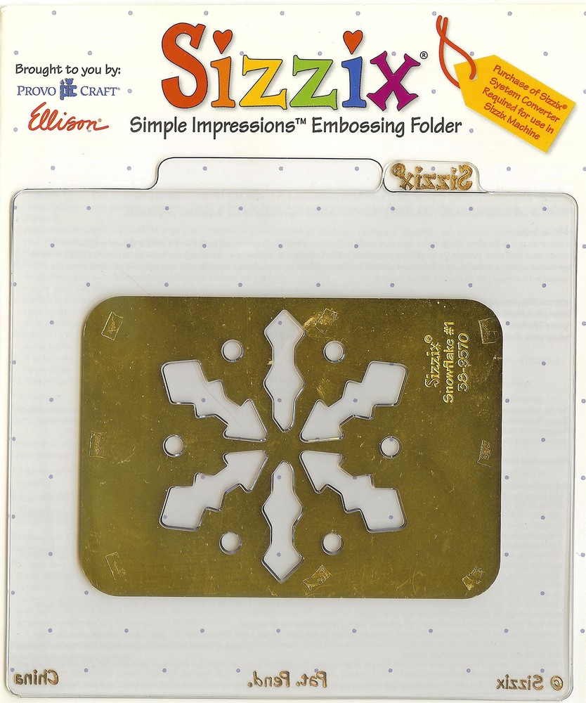 Snowflake #1 Embossing Folder SIZZIX - NEW, 38-9570