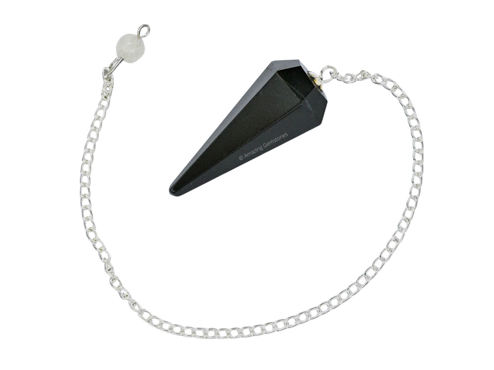 Black Agate Dowsing Crystal Pendulum