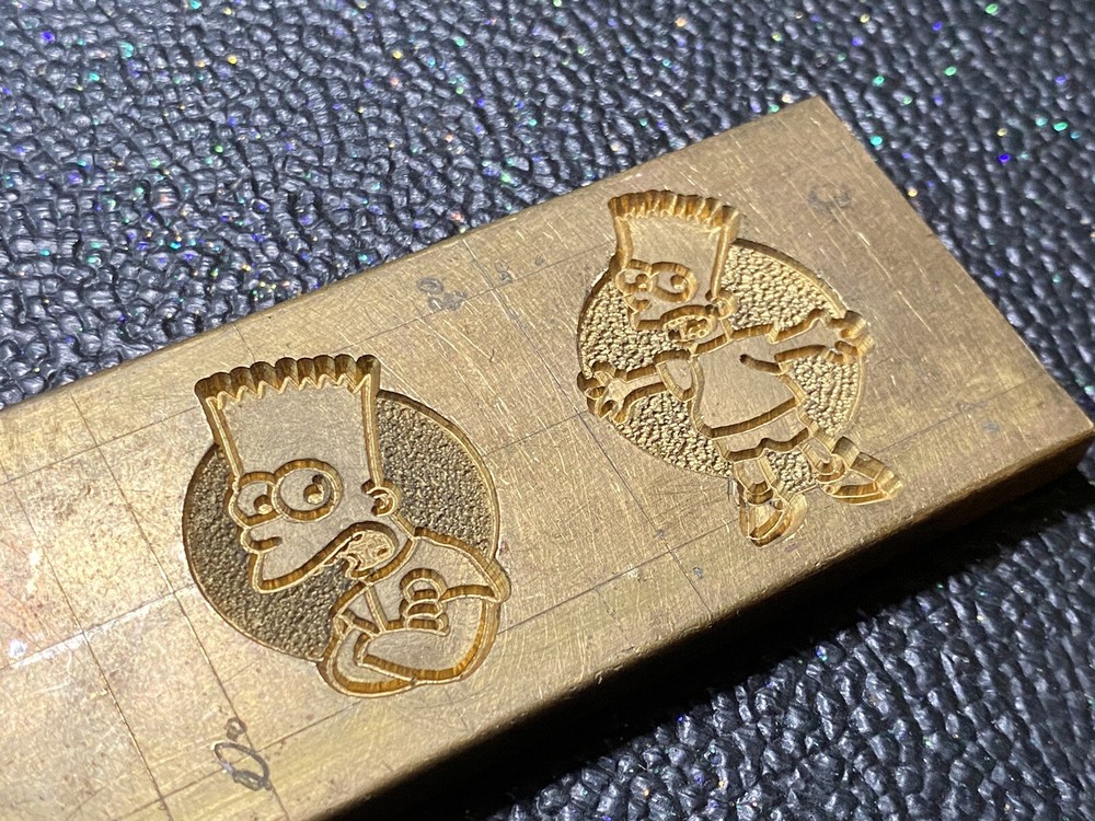 Vtg Brass Token Impression Embossing Die Cast Bart Simpson Character Mold