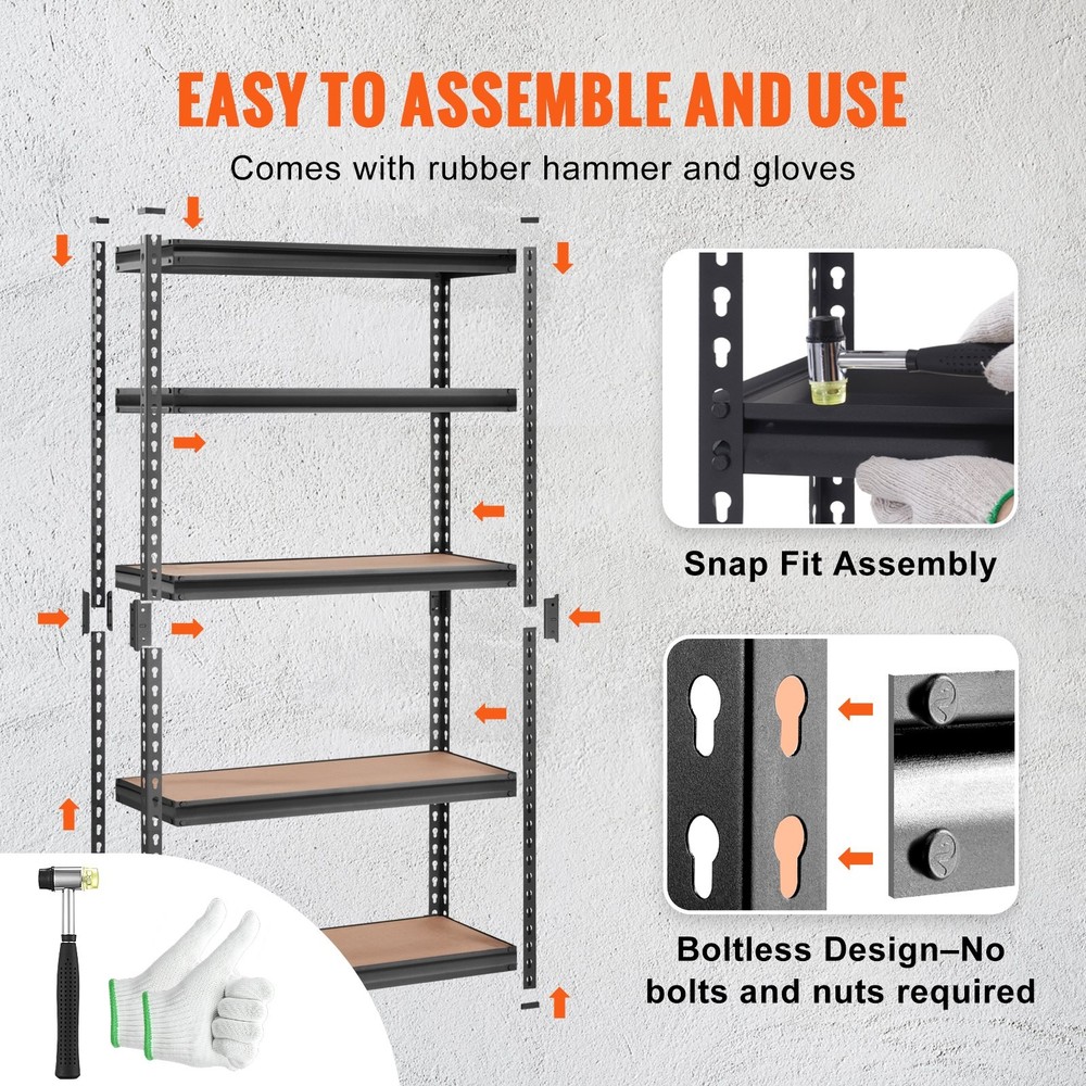 Storage Shelving Unit;5-Tier Adjustable;2000 lbs Capacity;Heavy Duty Garage Shel